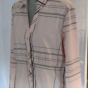 New York & Company Pink Striped Button Down Shirt